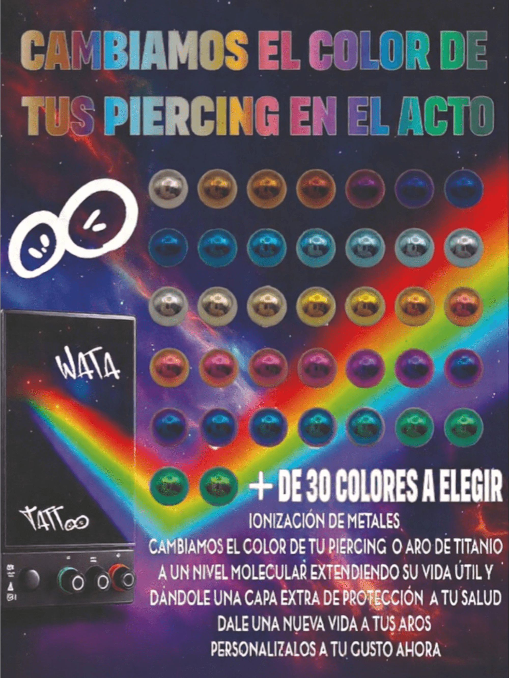 Anodizado de titanio para piercings - colores personalizados